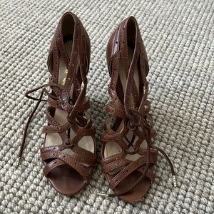 LAMB wedge lace up brown heel